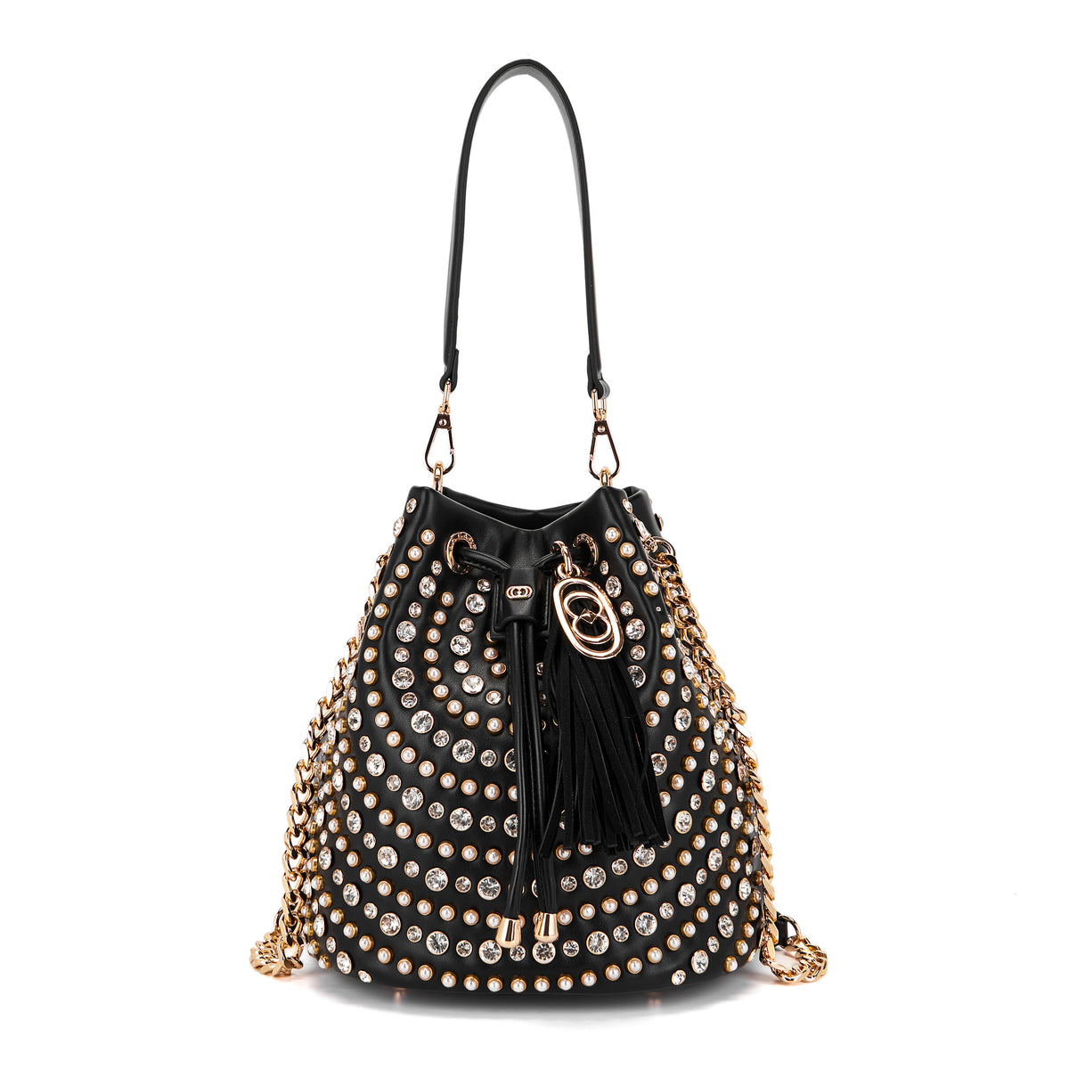La Carrie borsa secchiello in ecopelle "Andromeda" Nero 162M-EM-215-ECO.BLACK-WHITE