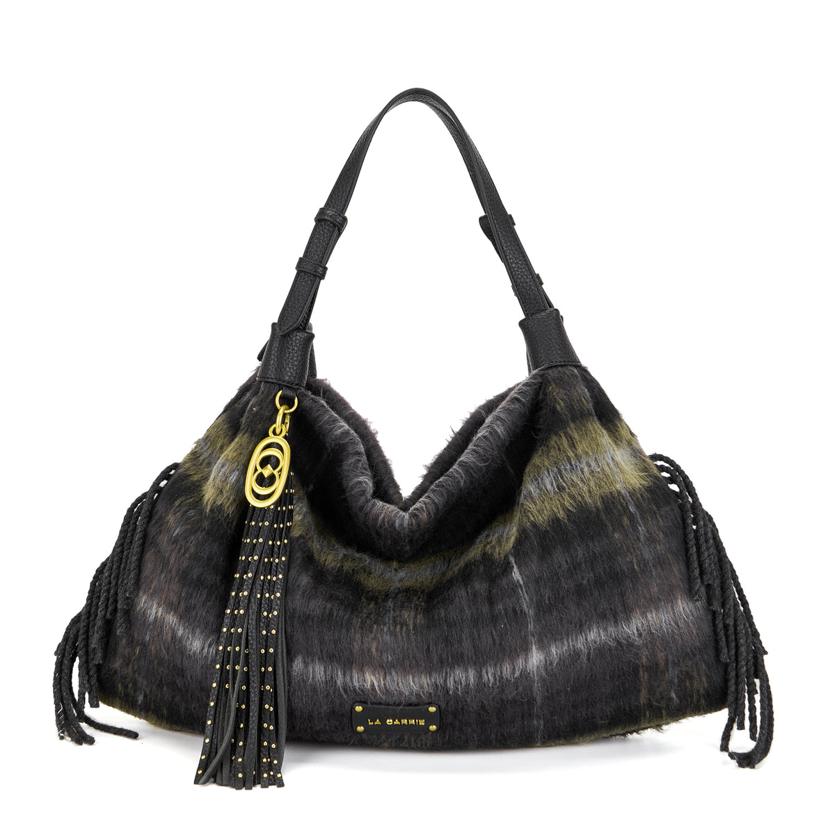 La Carrie borsa a spalla in tessuto ed ecopelle "Kerala" Multicolor 162M-TX-471-CEC.BLACK