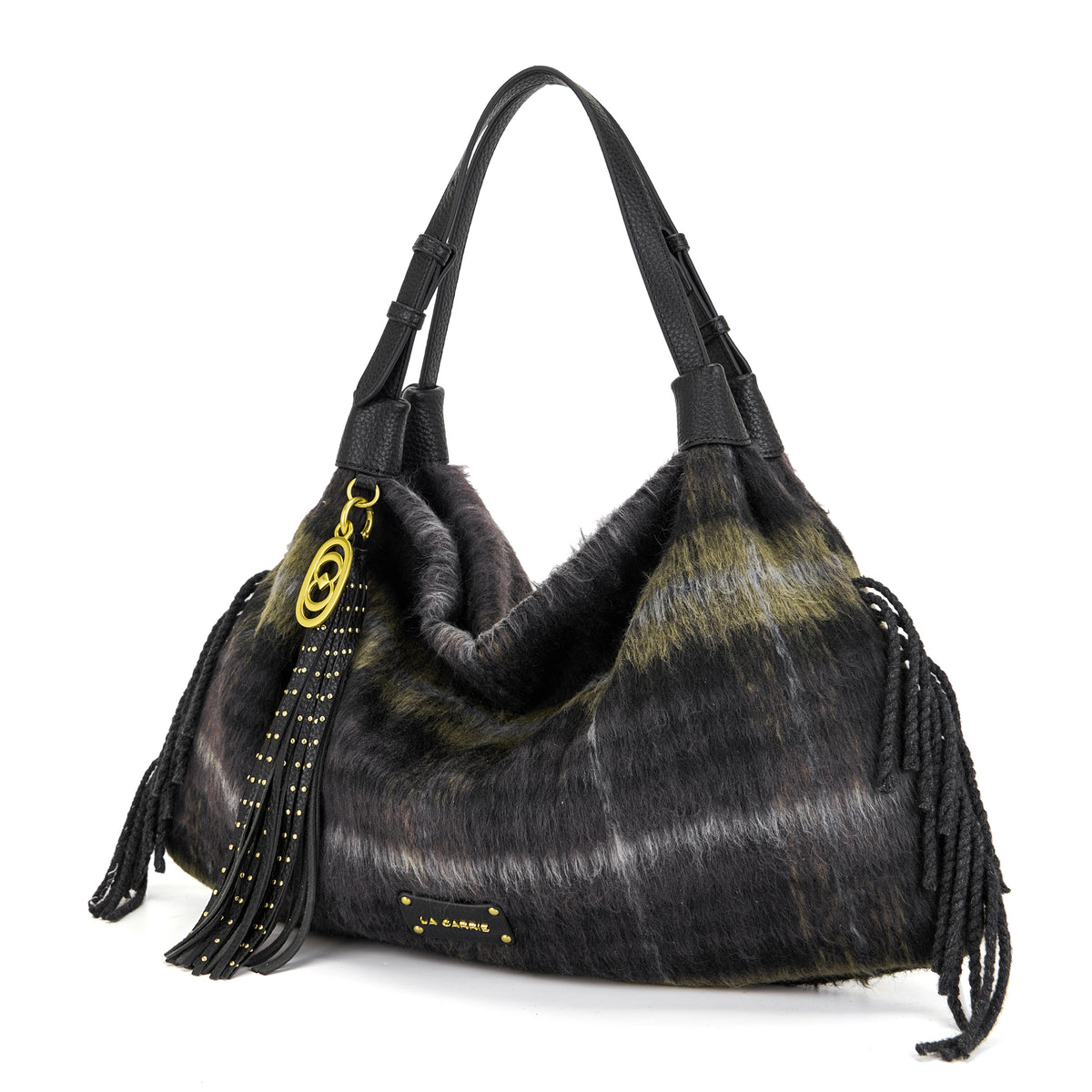 La Carrie borsa a spalla in tessuto ed ecopelle "Kerala" Multicolor 162M-TX-471-CEC.BLACK