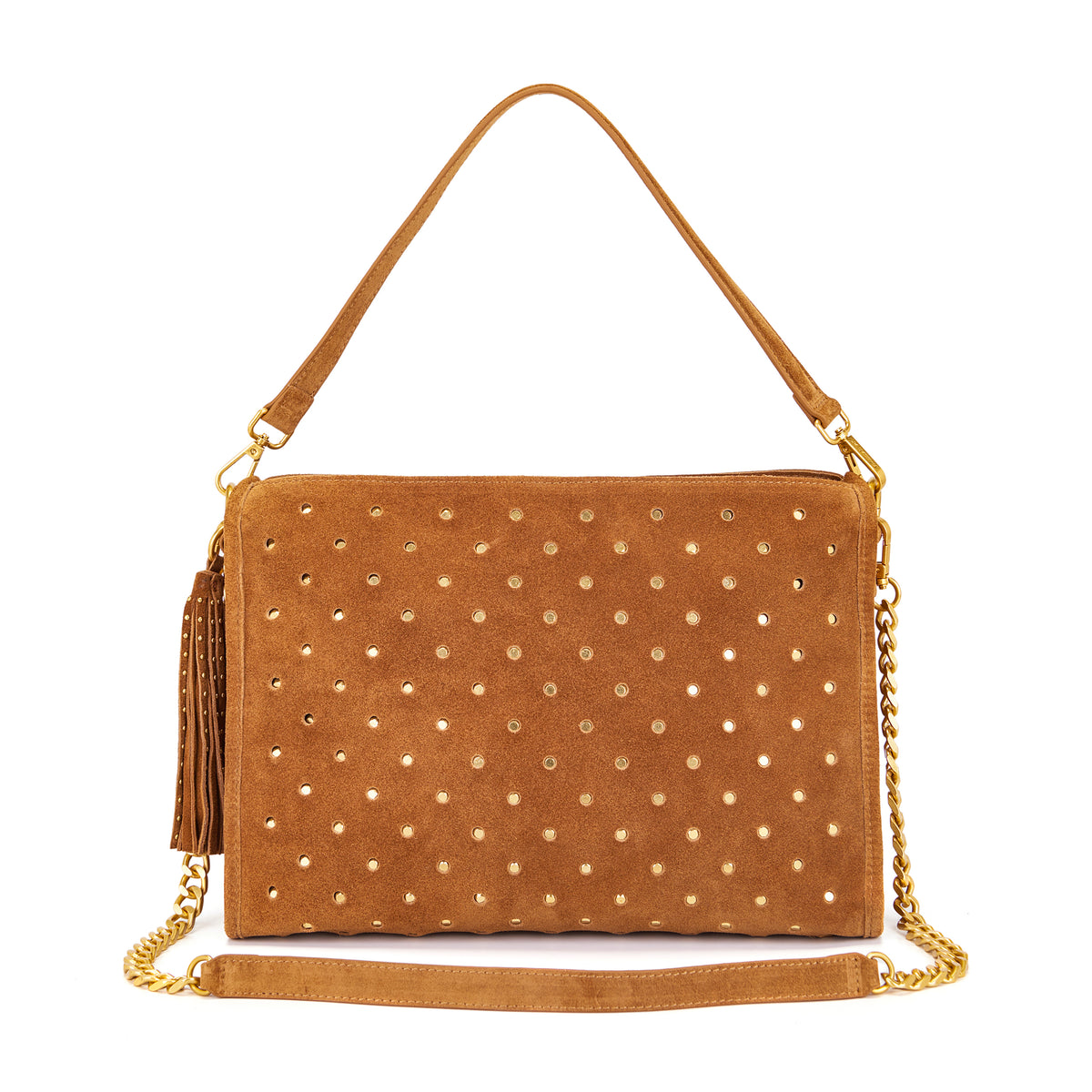 La Carrie borsa a spalla in camoscio "Downtown" Cuoio 162P-MD-240-SUE.CUOIO