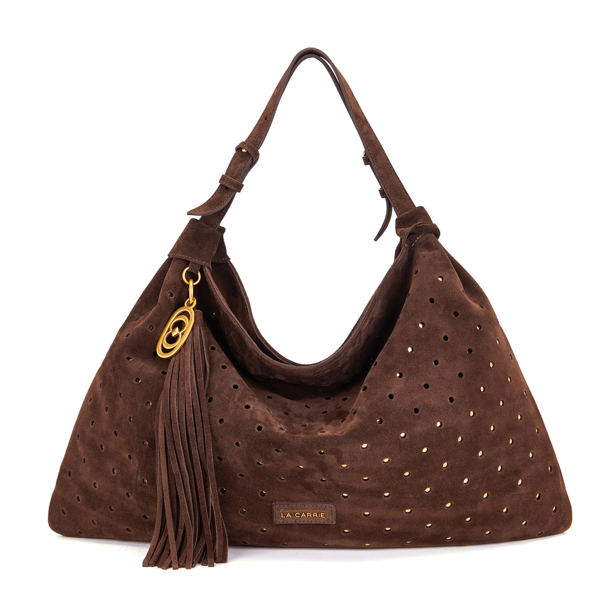 La Carrie borsa a spalla in camoscio "Metropolis" Marrone 162P-TX-476-SUE.DARK BROWN