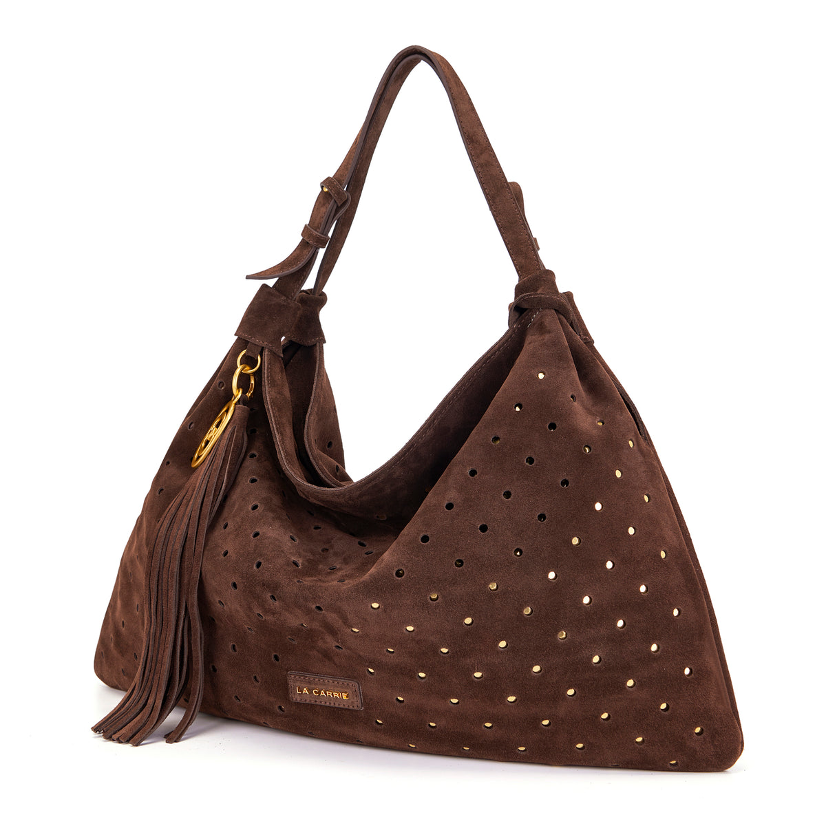 La Carrie borsa a spalla in camoscio "Metropolis" Marrone 162P-TX-476-SUE.DARK BROWN