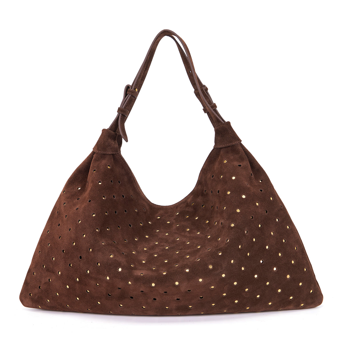 La Carrie borsa a spalla in camoscio "Metropolis" Marrone 162P-TX-476-SUE.DARK BROWN