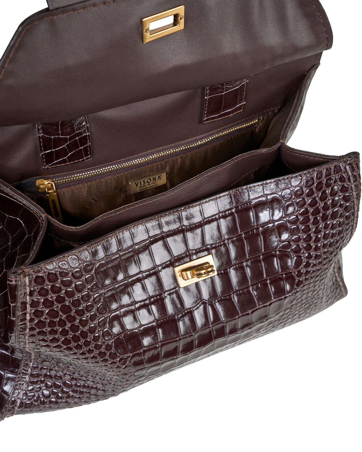 Visonà borsa a mano in pelle "Ornella" Marrone 26821 ST-COCCO.T-MORO