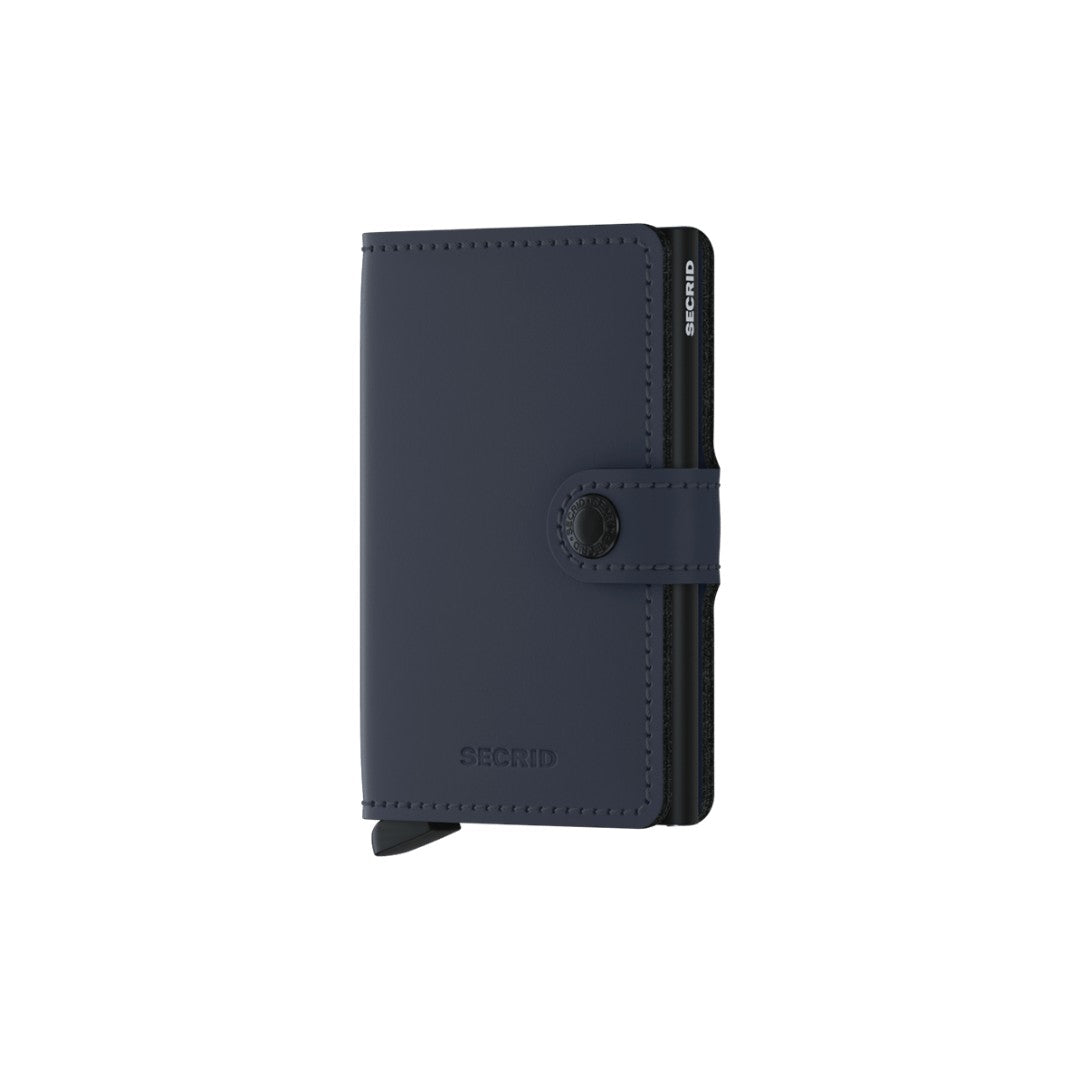 Secrid portafogli compatto in alluminio e pelle "Miniwallet Matte" Blu MM.NIGHT BLUE