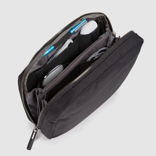 Piquadro astuccio porta cavi in tessuto e pelle "Brief 2 Nero AC5481BR2.N