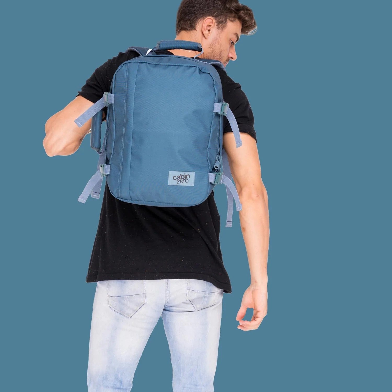 Cabin Zero zaino 28L da viaggio in tessuto "Classic" Azzurro CZ08.1803 ARUBA BLUE