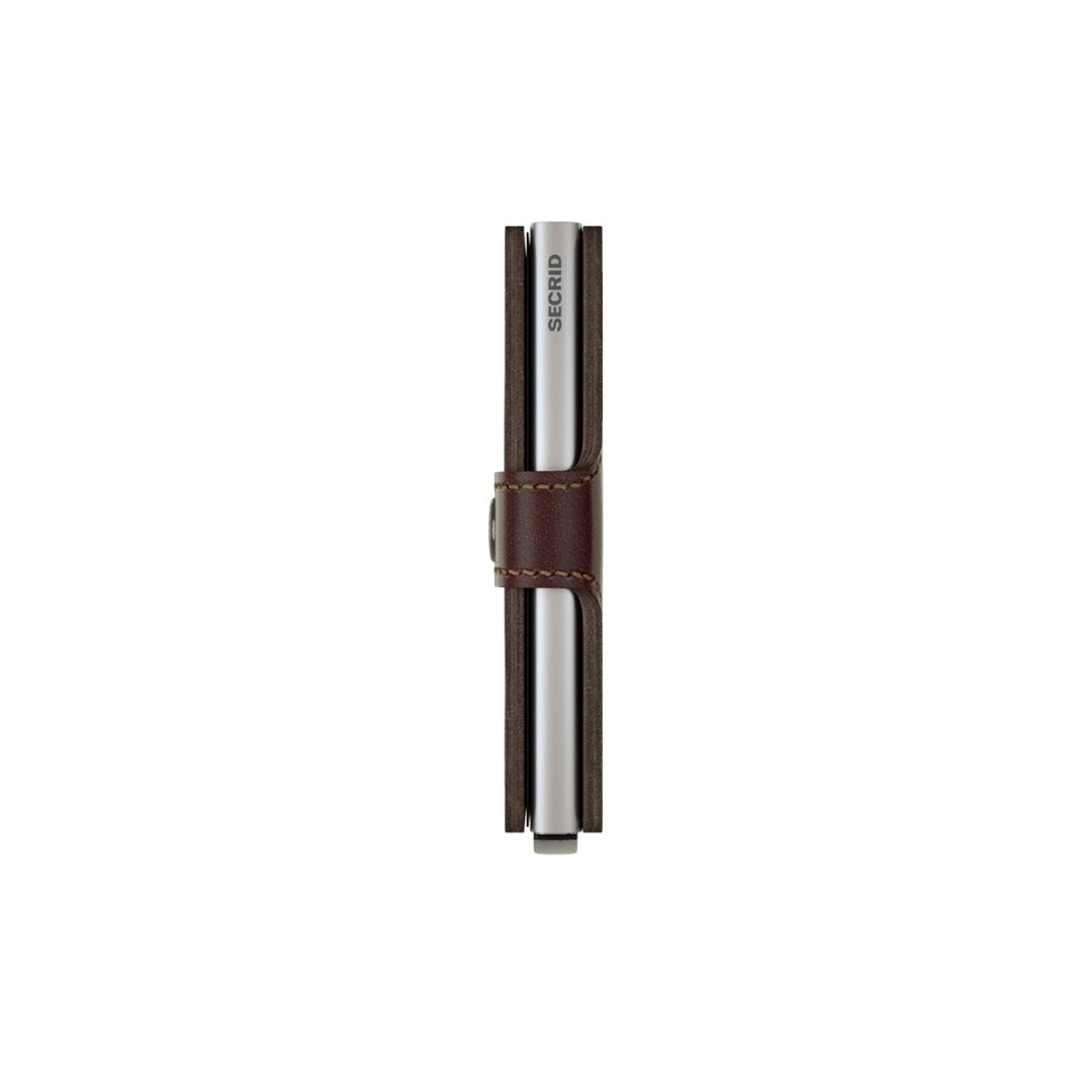 Secrid portafogli compatto in alluminio e pelle "Miniwallet Original" Marrone MO.DARK BROWN