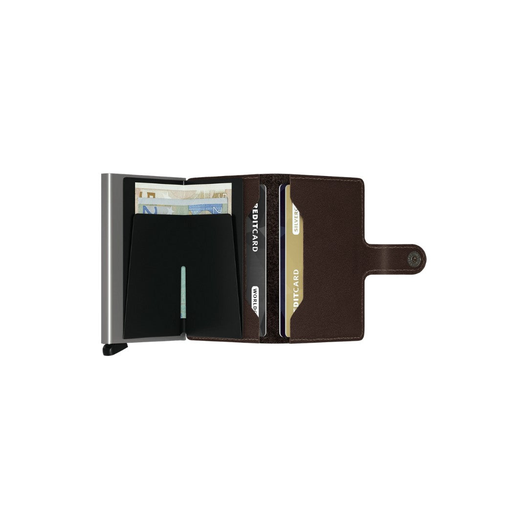 Secrid portafogli compatto in alluminio e pelle "Miniwallet Original" Marrone MO.DARK BROWN