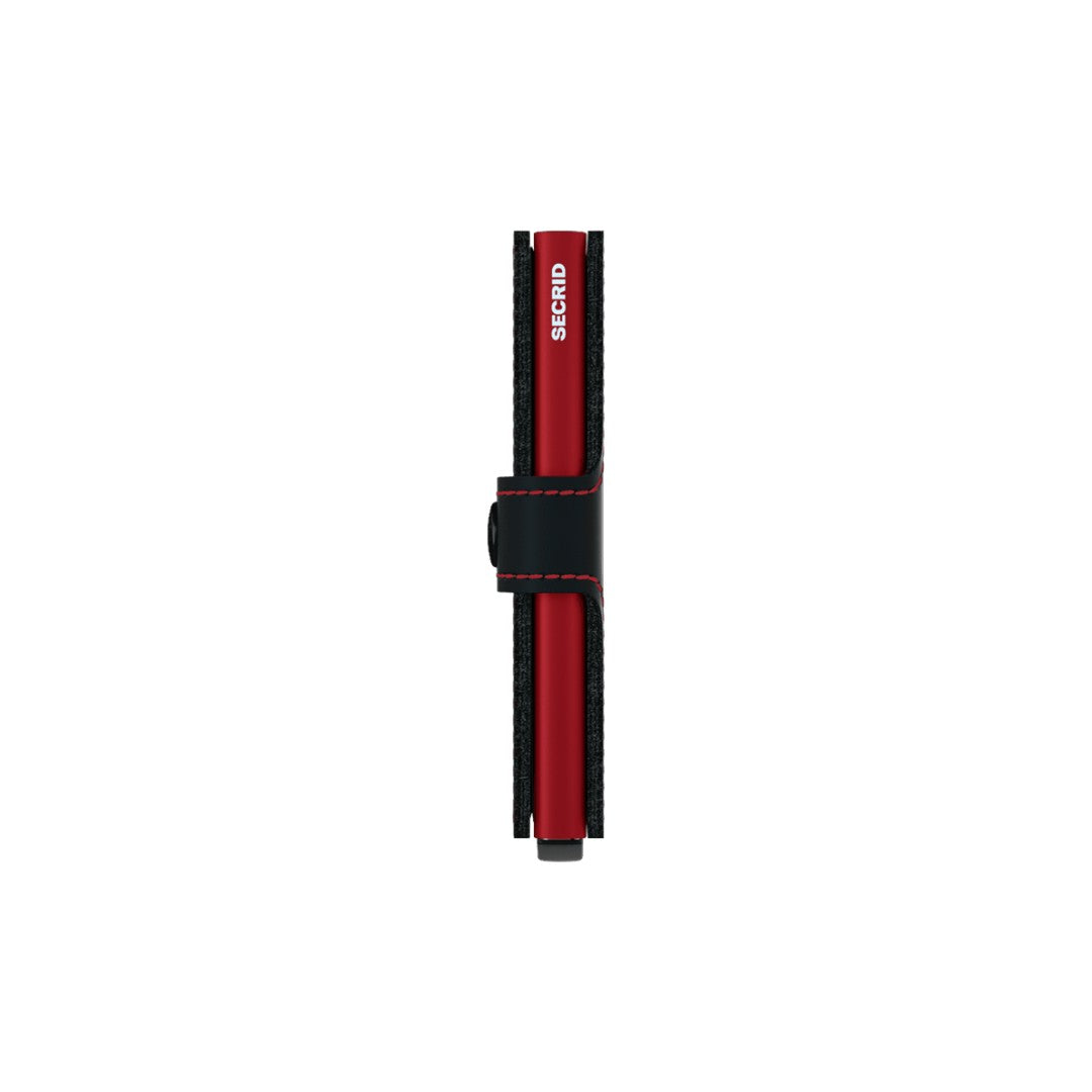 Secrid portafogli compatto in alluminio e pelle "Miniwallet Matte" Nero MM.BLACK & RED