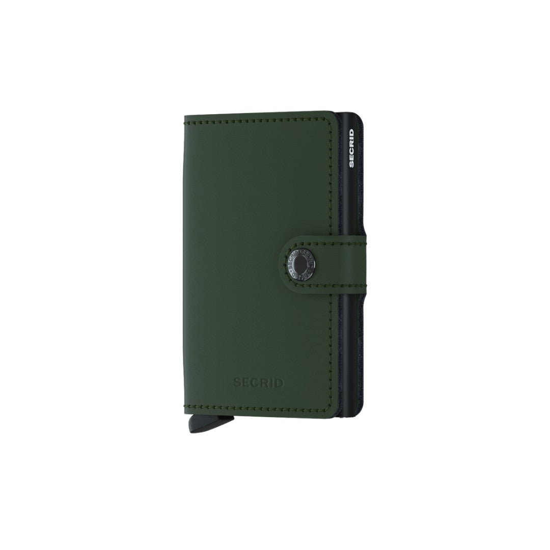 Secrid portafogli compatto in alluminio e pelle "Miniwallet Matte" Verde MM.GREEN & BLACK