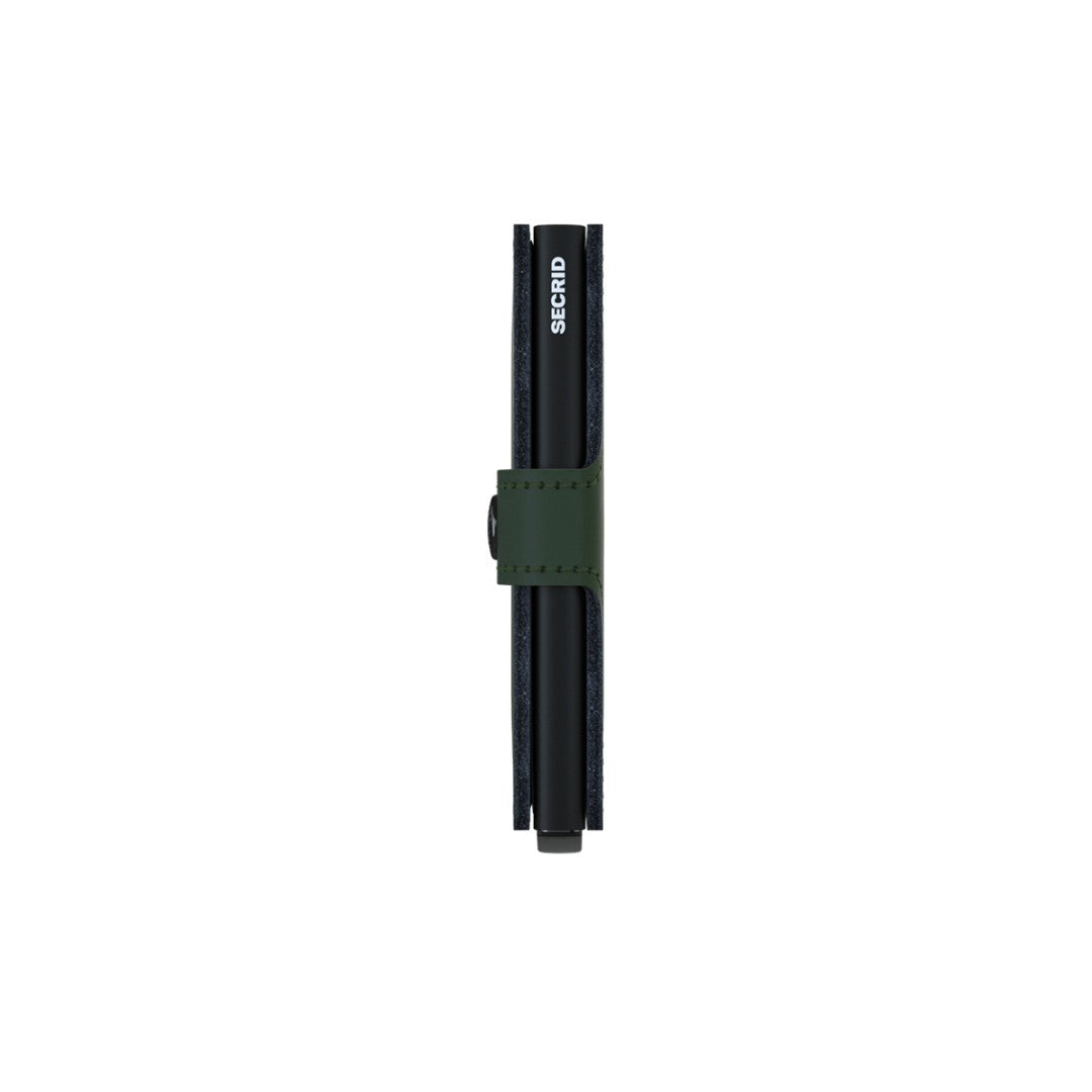 Secrid portafogli compatto in alluminio e pelle "Miniwallet Matte" Verde MM.GREEN & BLACK
