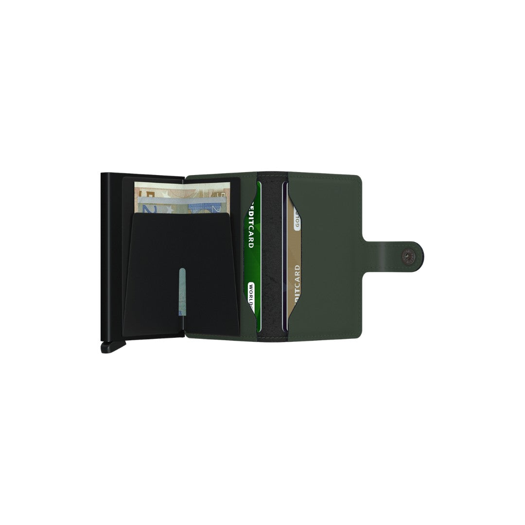 Secrid portafogli compatto in alluminio e pelle "Miniwallet Matte" Verde MM.GREEN & BLACK