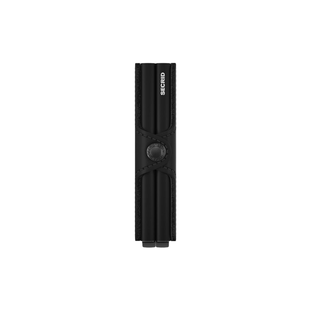 Secrid portafogli compatto in alluminio e pelle "Twinwallet Matte" Nero TM.BLACK