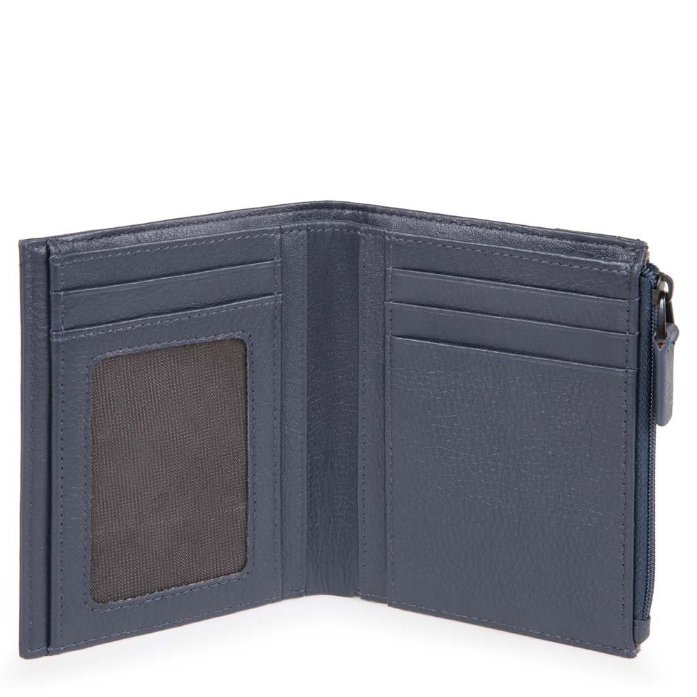 Piquadro portafogli verticale in tessuto e pelle "P16" Blu PU4526P16.CHEVBLU