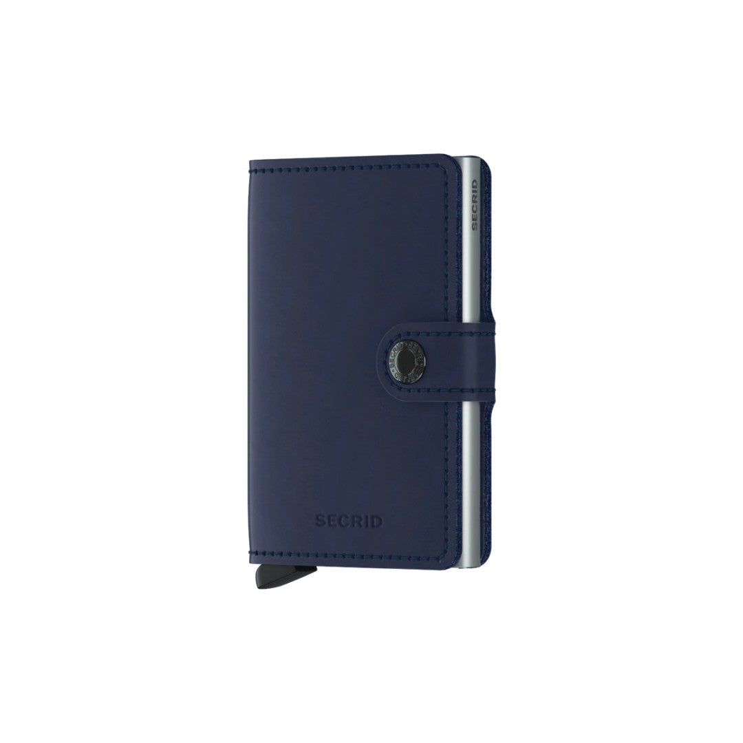 Secrid portafogli compatto in alluminio e pelle "Miniwallet Original" Blu MO.NAVY