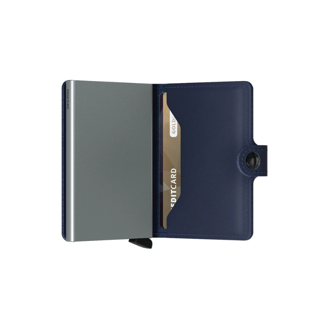 Secrid portafogli compatto in alluminio e pelle "Miniwallet Original" Blu MO.NAVY