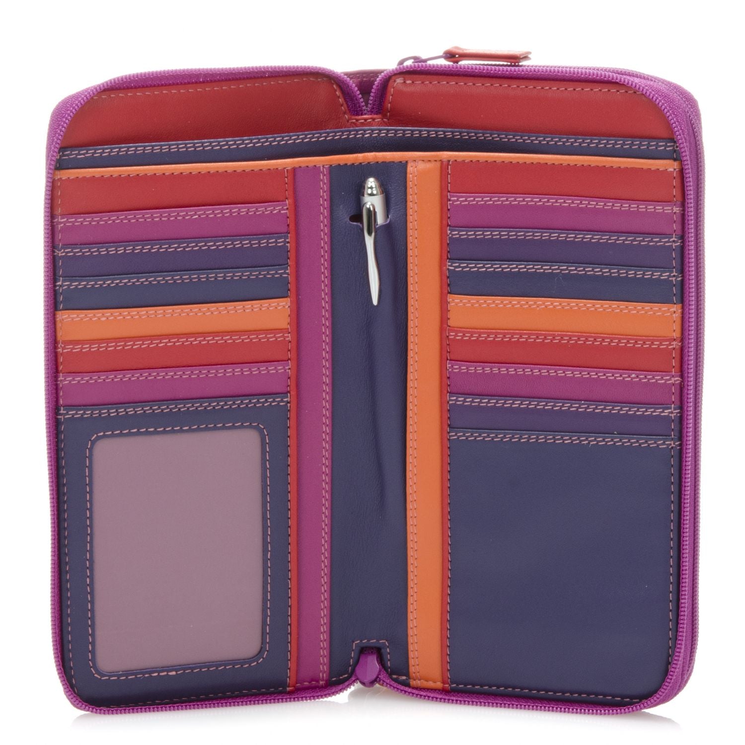Mywalit portafogli doppia zip in pelle "Classic" Multicolor 375.75 SANGRIA MULTI