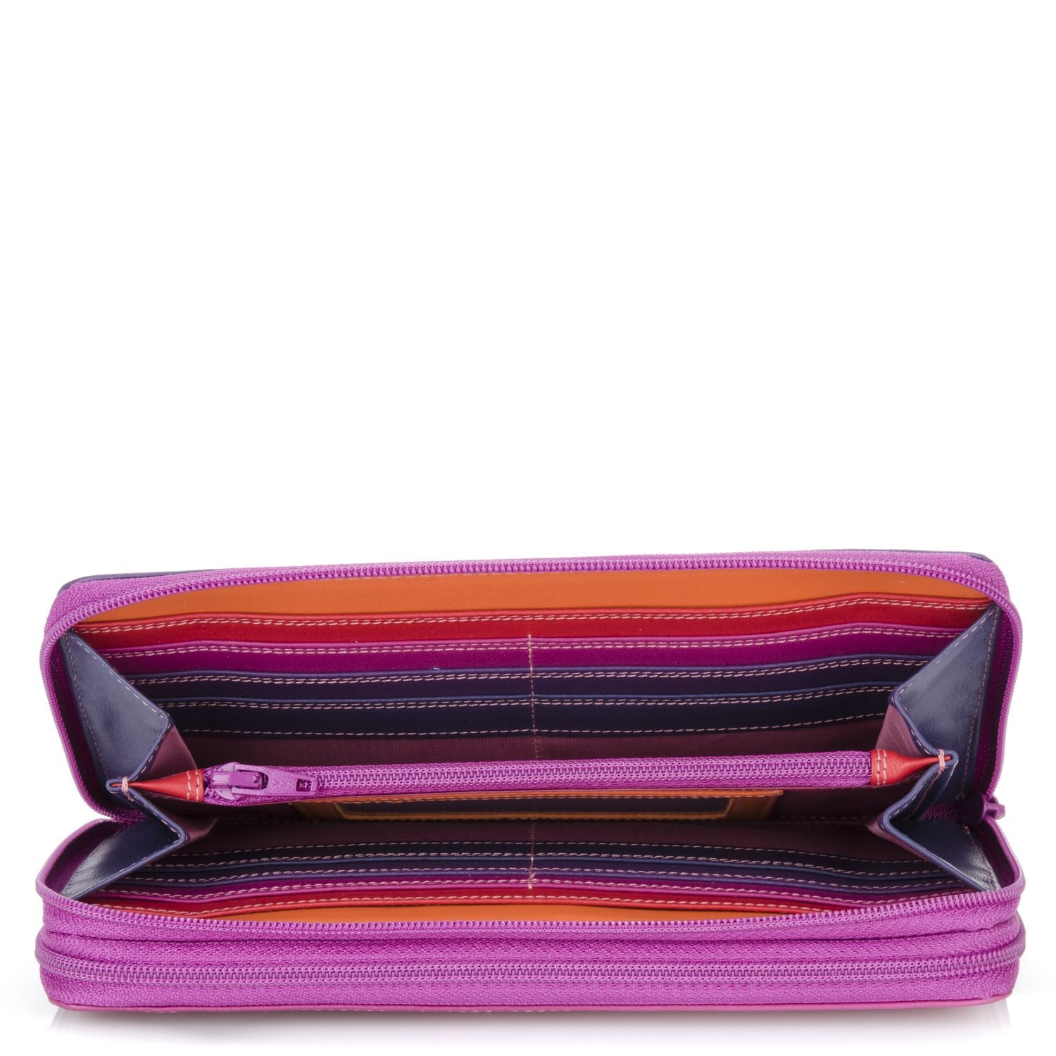 Mywalit portafogli doppia zip in pelle "Classic" Multicolor 375.75 SANGRIA MULTI