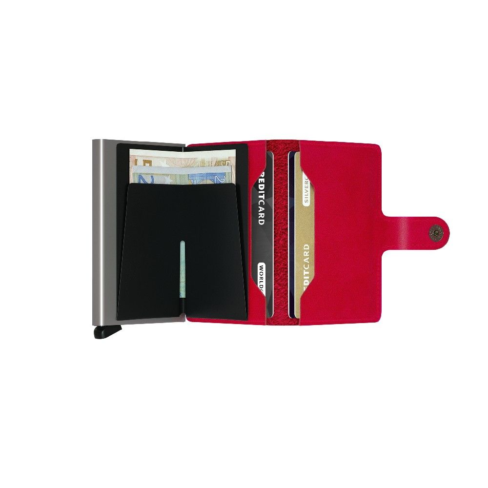 Secrid portafogli compatto in alluminio e pelle "Miniwallet Original" Rosso MO.RED