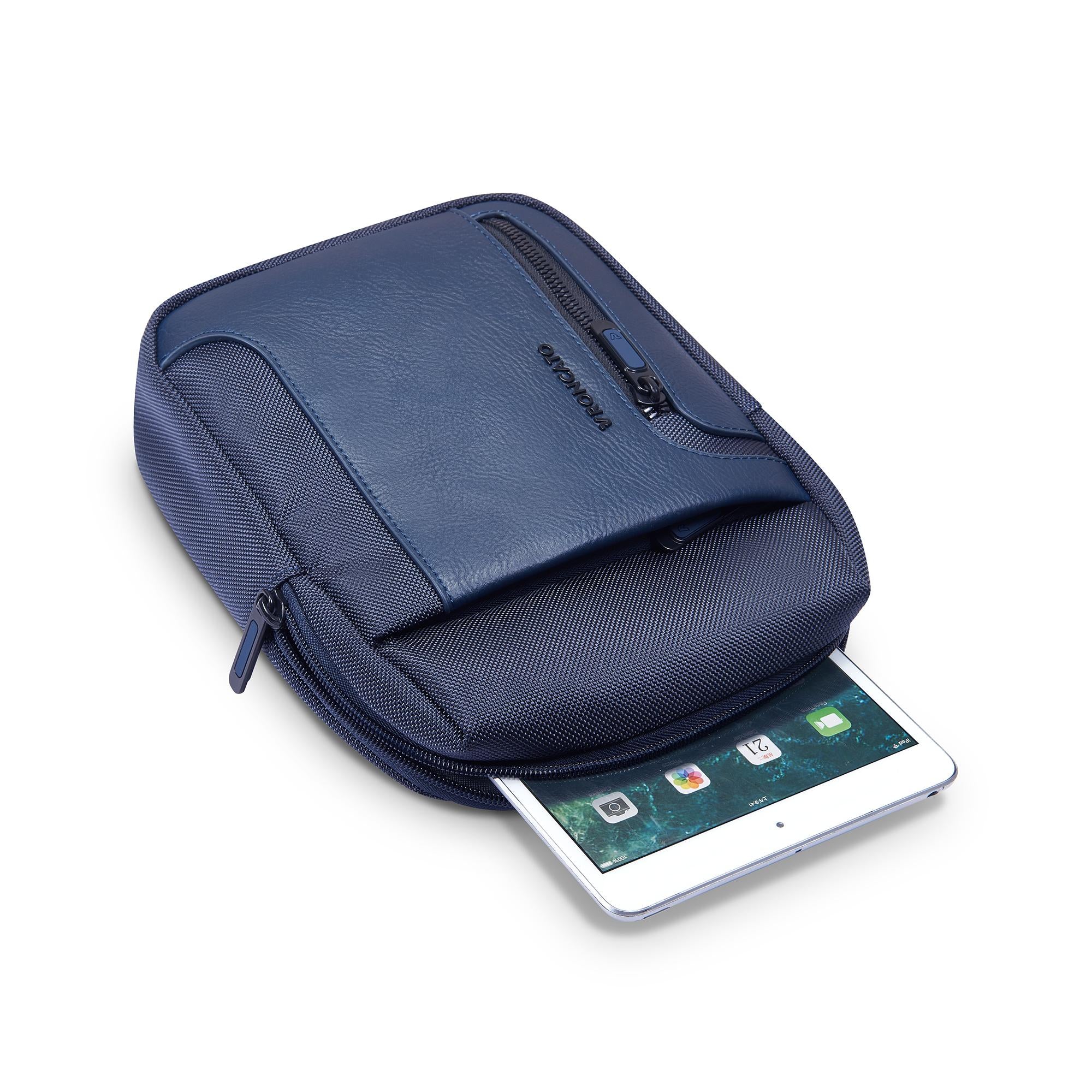 Roncato borsello in tessuto ed ecopelle "Panama 4 Blu 400890.23