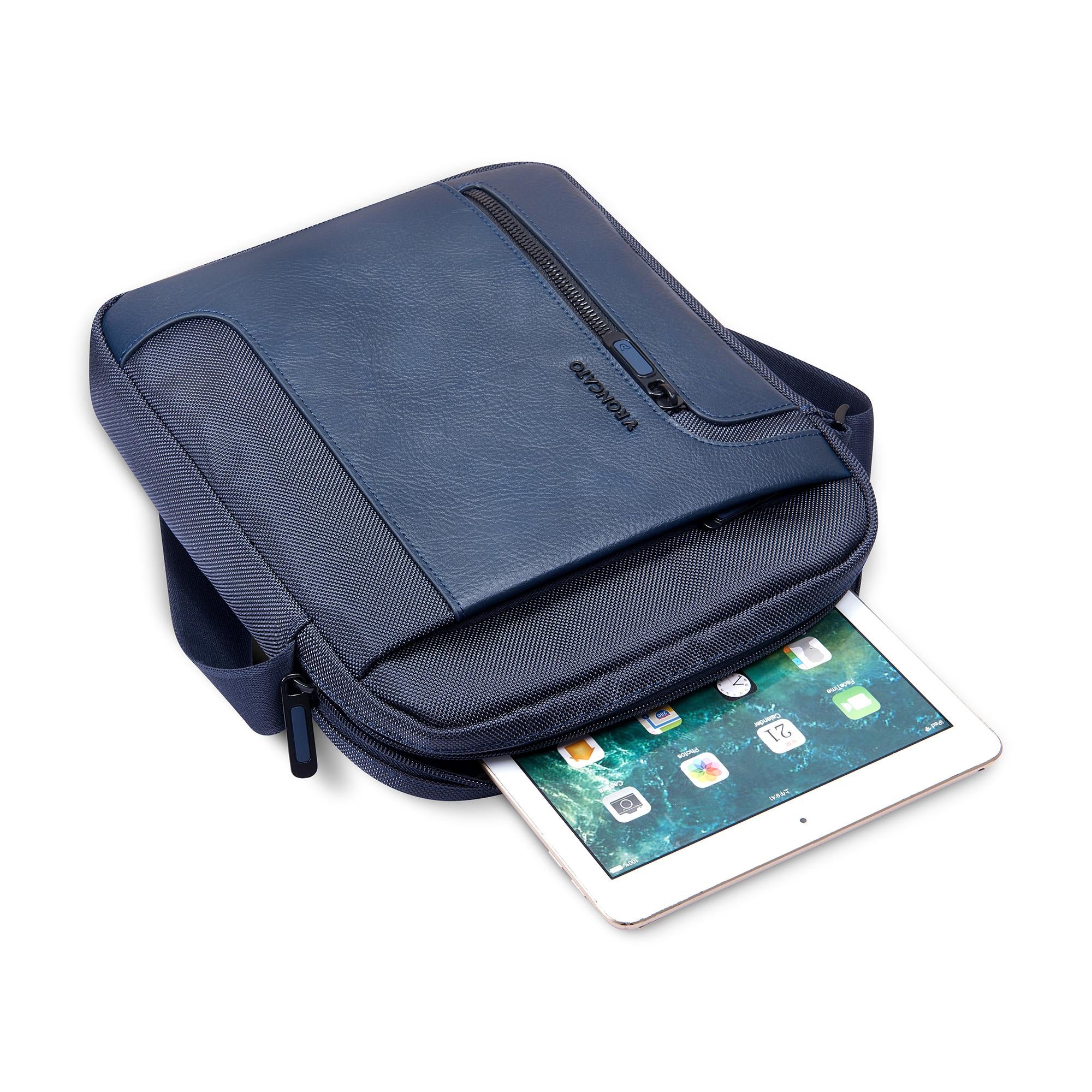 Roncato borsello in tessuto ed ecopelle "Panama 4 Blu 400893.23