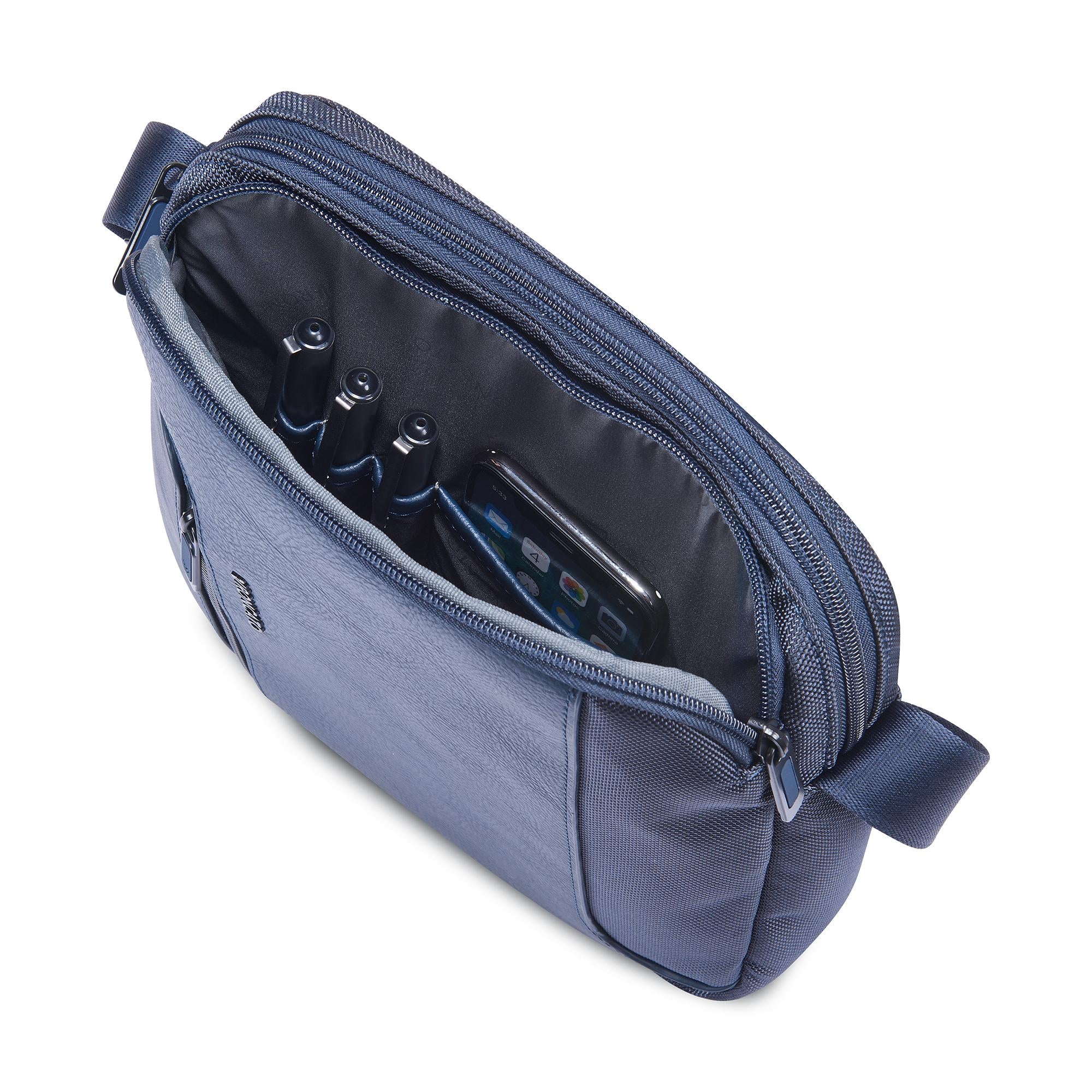 Roncato borsello in tessuto ed ecopelle "Panama 4 Blu 400894.23