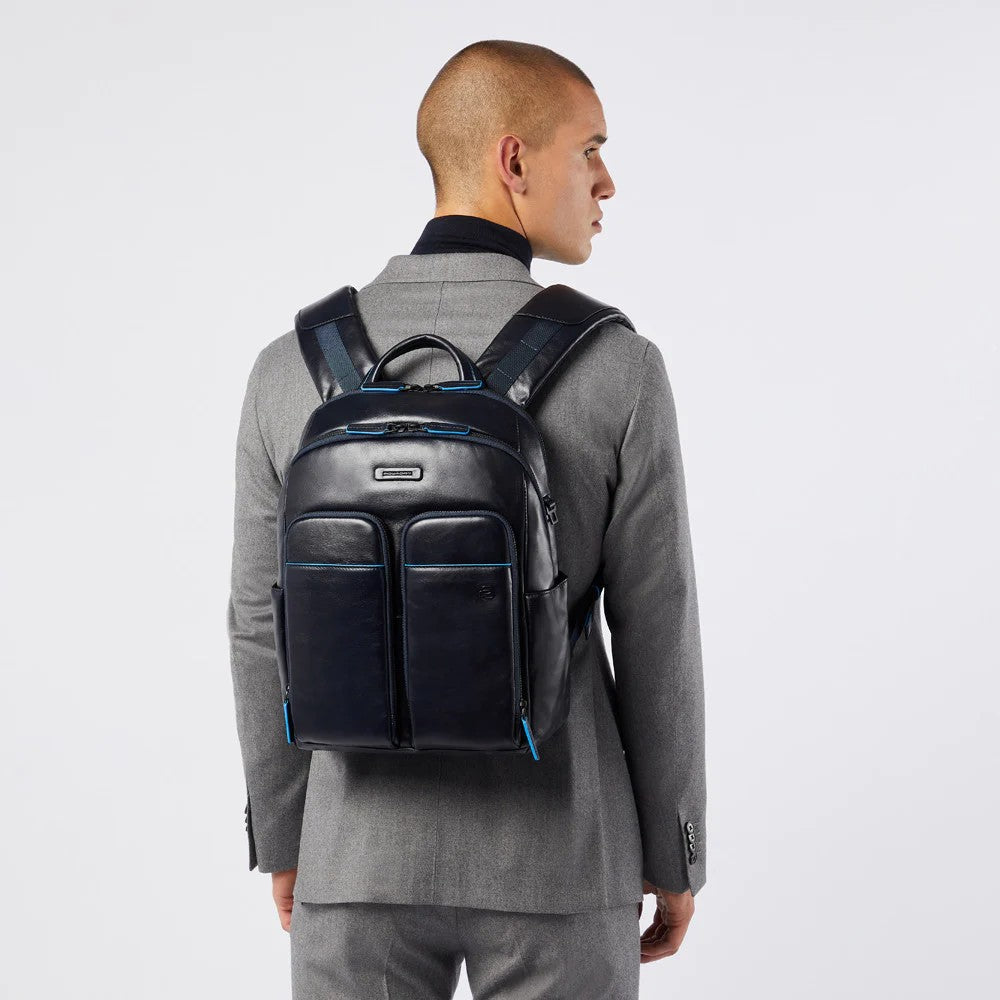 Piquadro zaino in pelle "Blue Square Revamp" CA5574B2V.BLU