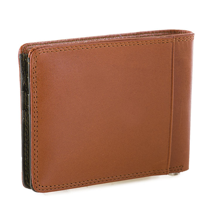 Mywalit portafogli con molletta in pelle "Mens Range" Multicolor 4004.152 TAN/OLIVE