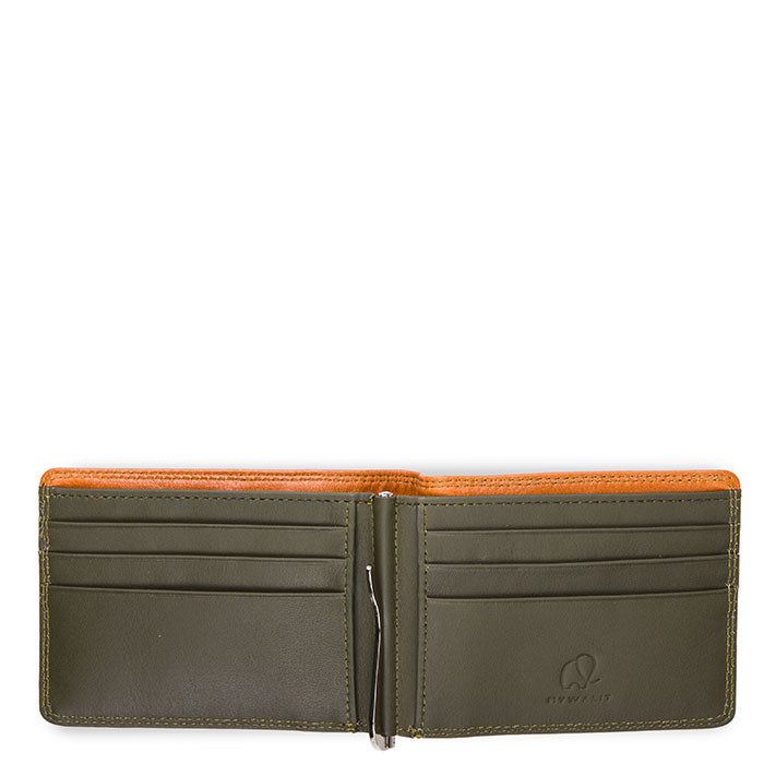 Mywalit portafogli con molletta in pelle "Mens Range" Multicolor 4004.152 TAN/OLIVE