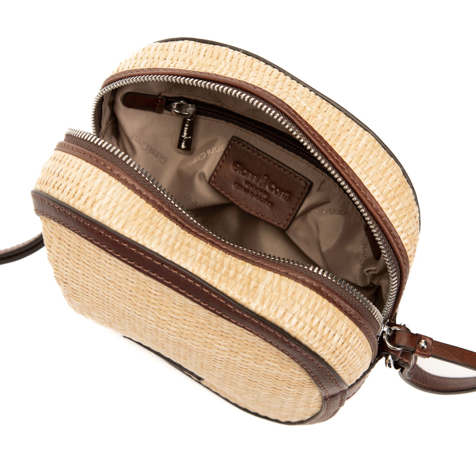 Gianni Conti borsa a tracolla in raffia e pelle "Malibù" Beige 5844748.179 PAGLIA