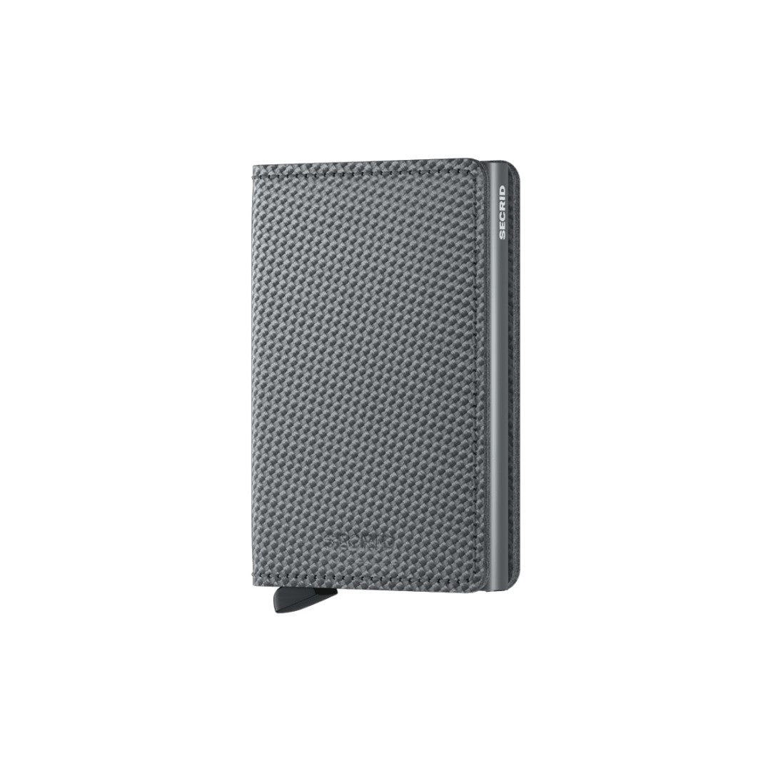 Secrid portafogli compatto in alluminio e pelle "Slimwallet Carbon Cool" Grigio SCA.GREY