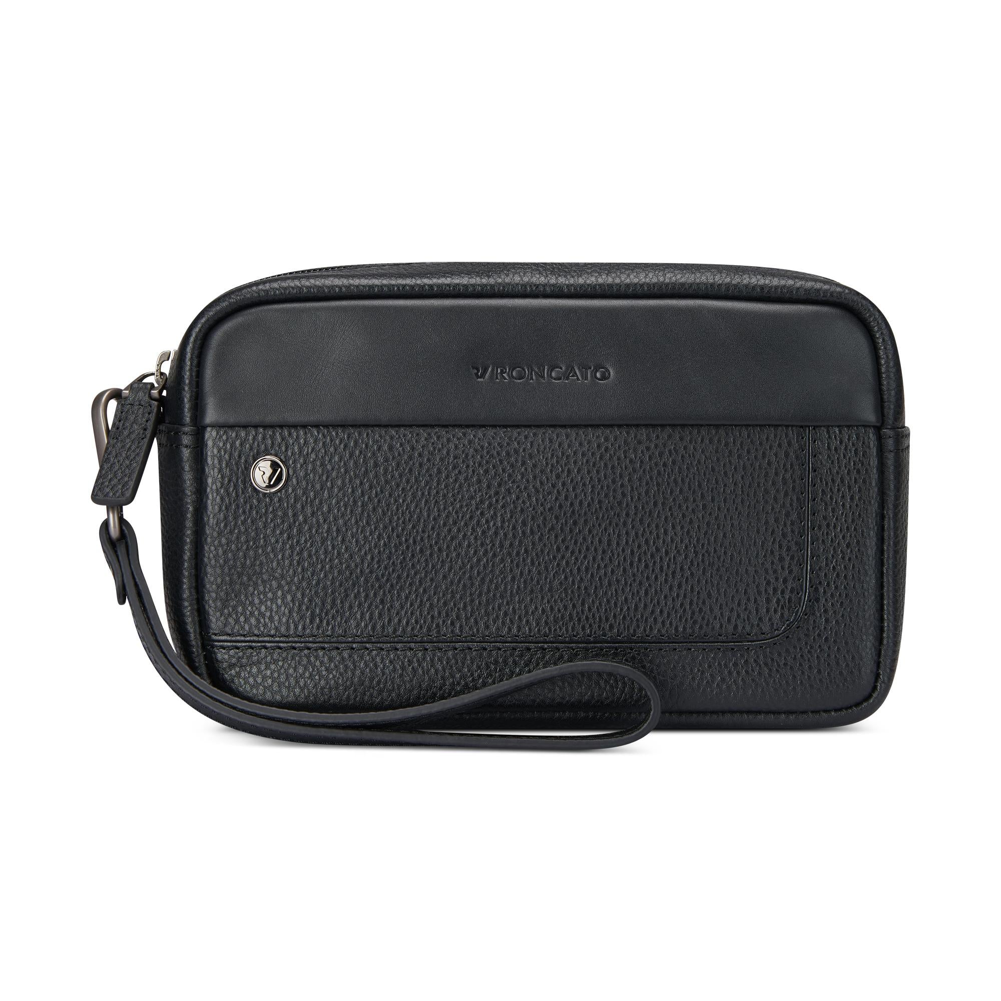 Roncato pochette 1 zip in pelle "Alaska" Nero 412421.01