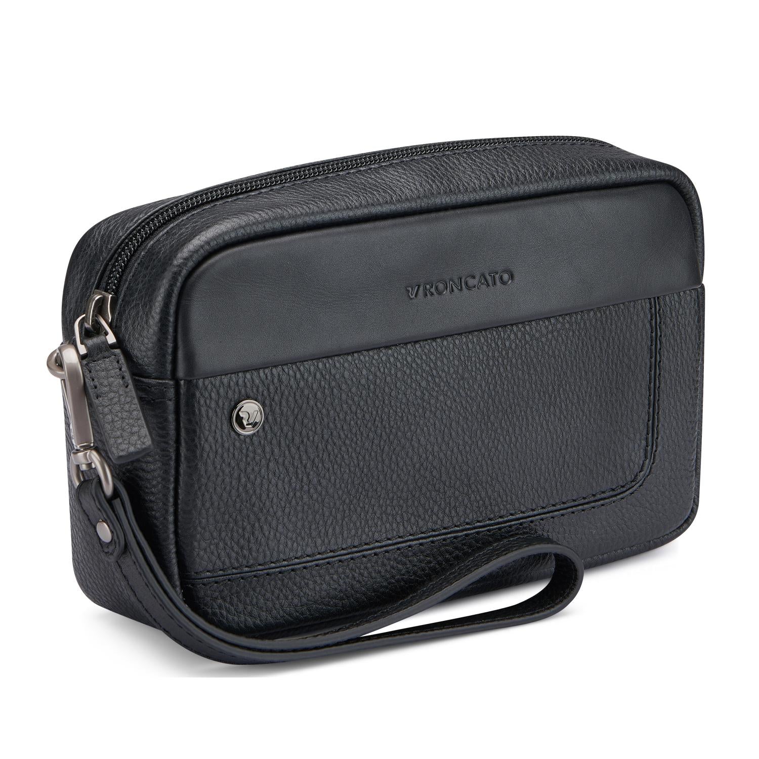 Roncato pochette 1 zip in pelle "Alaska" Nero 412421.01