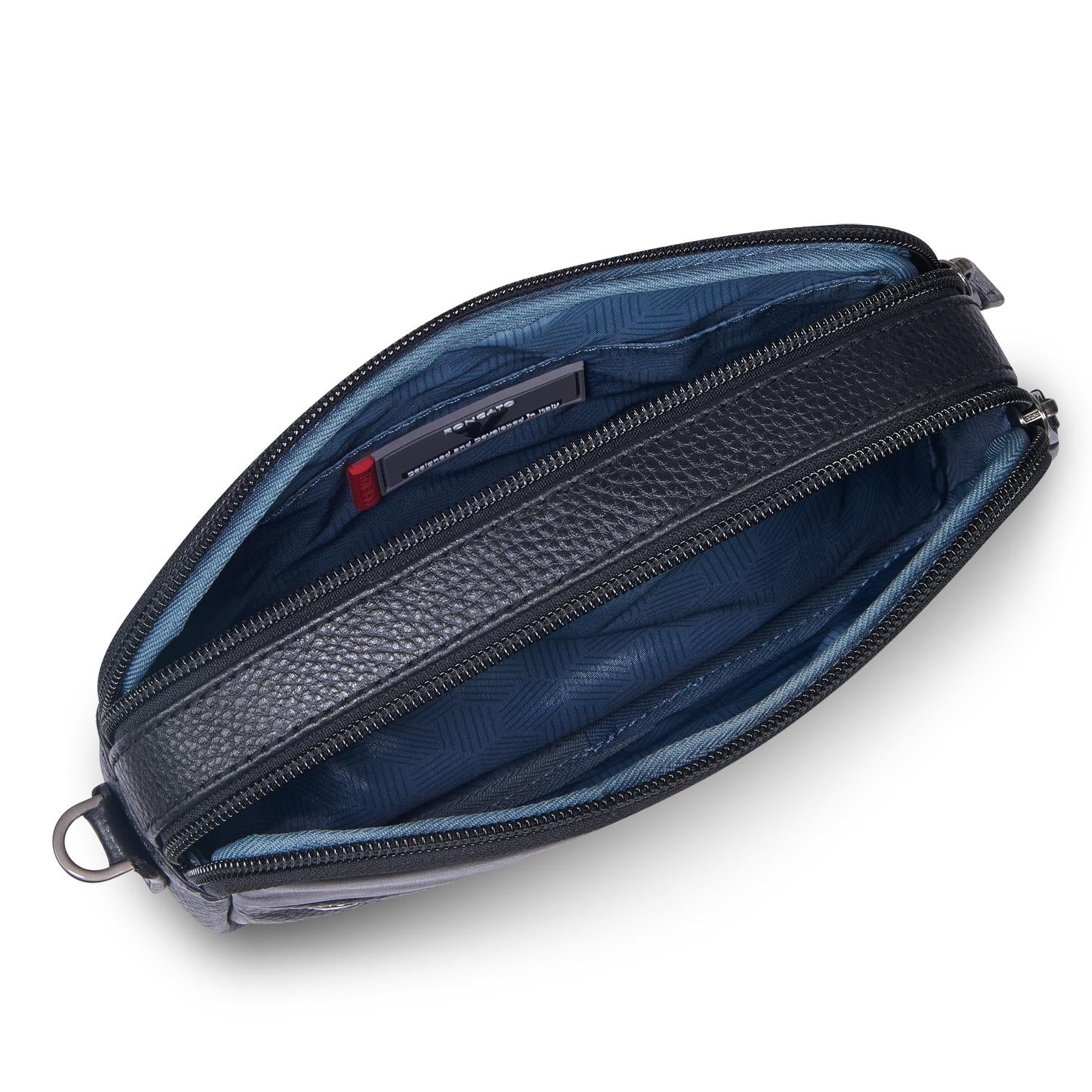 Roncato pochette 2 zip in pelle "Alaska" Nero 412422.01