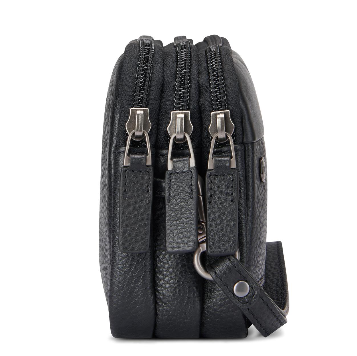 Roncato pochette 3 zip in pelle "Alaska" Nero 412423.01