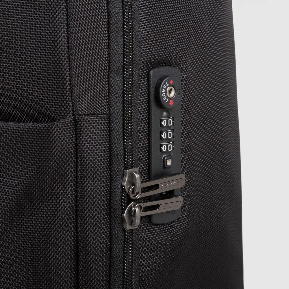 Piquadro trolley cabina in tessuto e pelle "Brief 2 Nero BV4343BR2.N