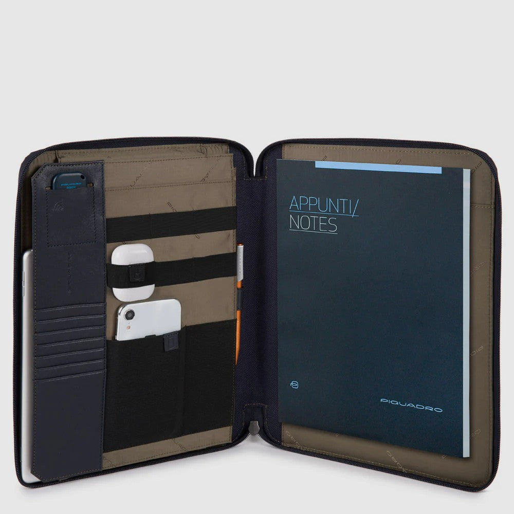 Piquadro porta blocco in tessuto e pelle "Brief 2 Blu PB5483BR2.BLU