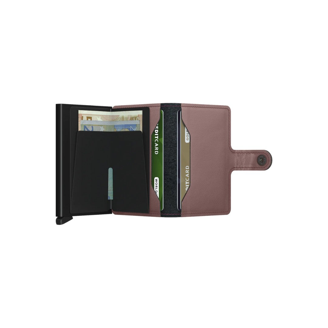 Secrid portafogli compatto in alluminio e pelle "Miniwallet Matte" Rosa MM.ROSE