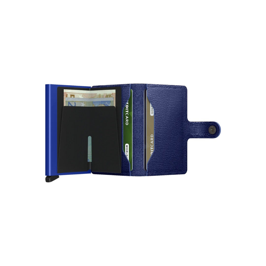 Secrid portafogli compatto in alluminio e pelle "Miniwallet Crisple" Blu MC.COBALT