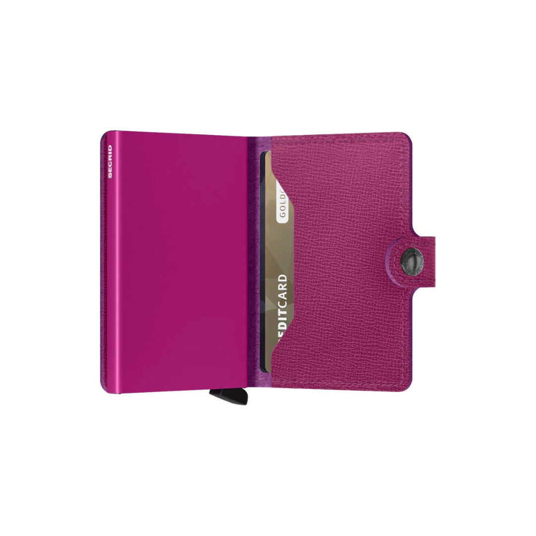 Secrid portafogli compatto in alluminio e pelle "Miniwallet Crisple" Fucsia MC.FUCHSIA