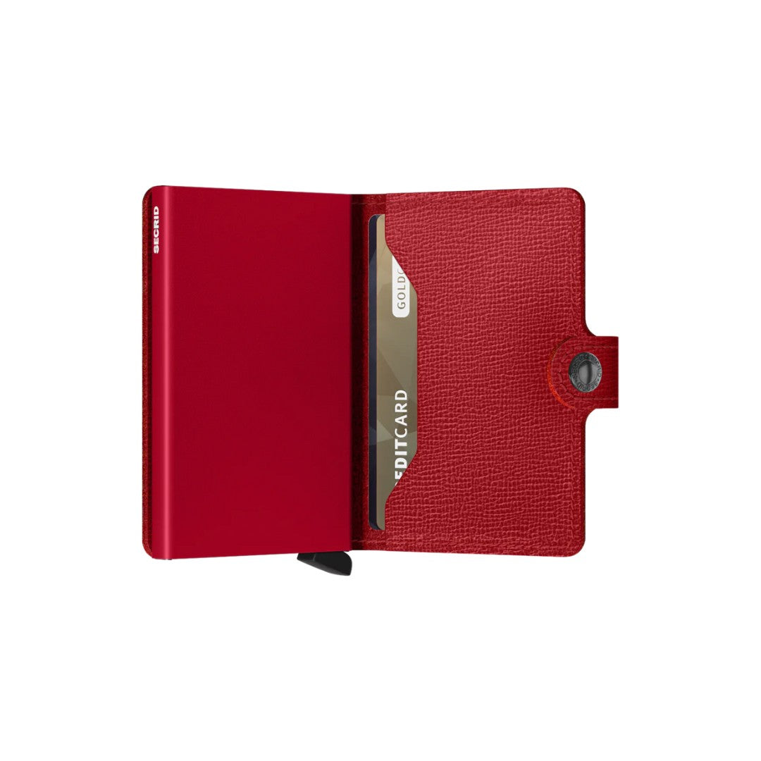 Secrid portafogli compatto in alluminio e pelle "Miniwallet Crisple" Rosso MC.LIPSTICK