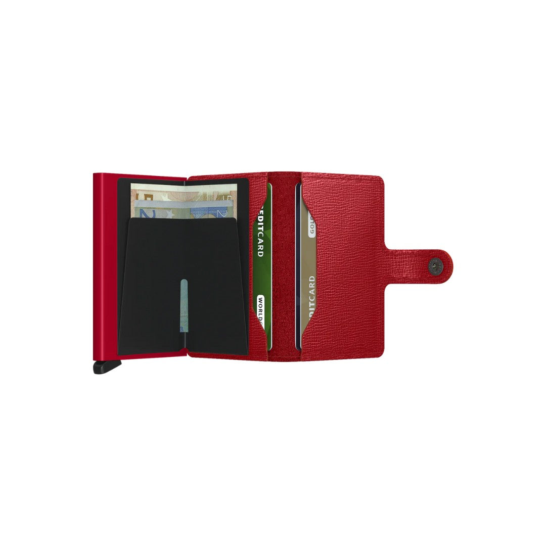 Secrid portafogli compatto in alluminio e pelle "Miniwallet Crisple" Rosso MC.LIPSTICK