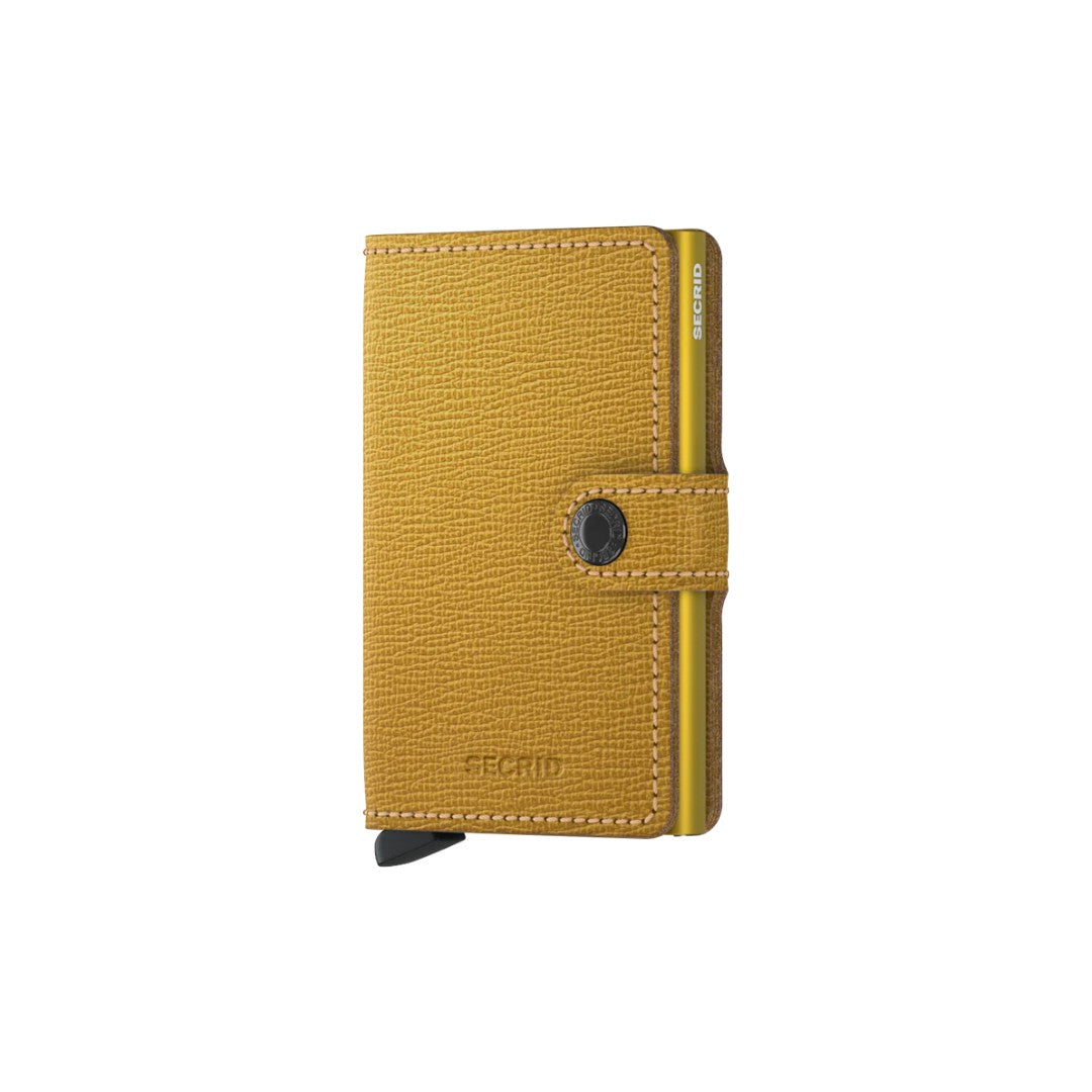 Secrid portafogli compatto in alluminio e pelle "Miniwallet Crisple" Giallo MC.OCHRE