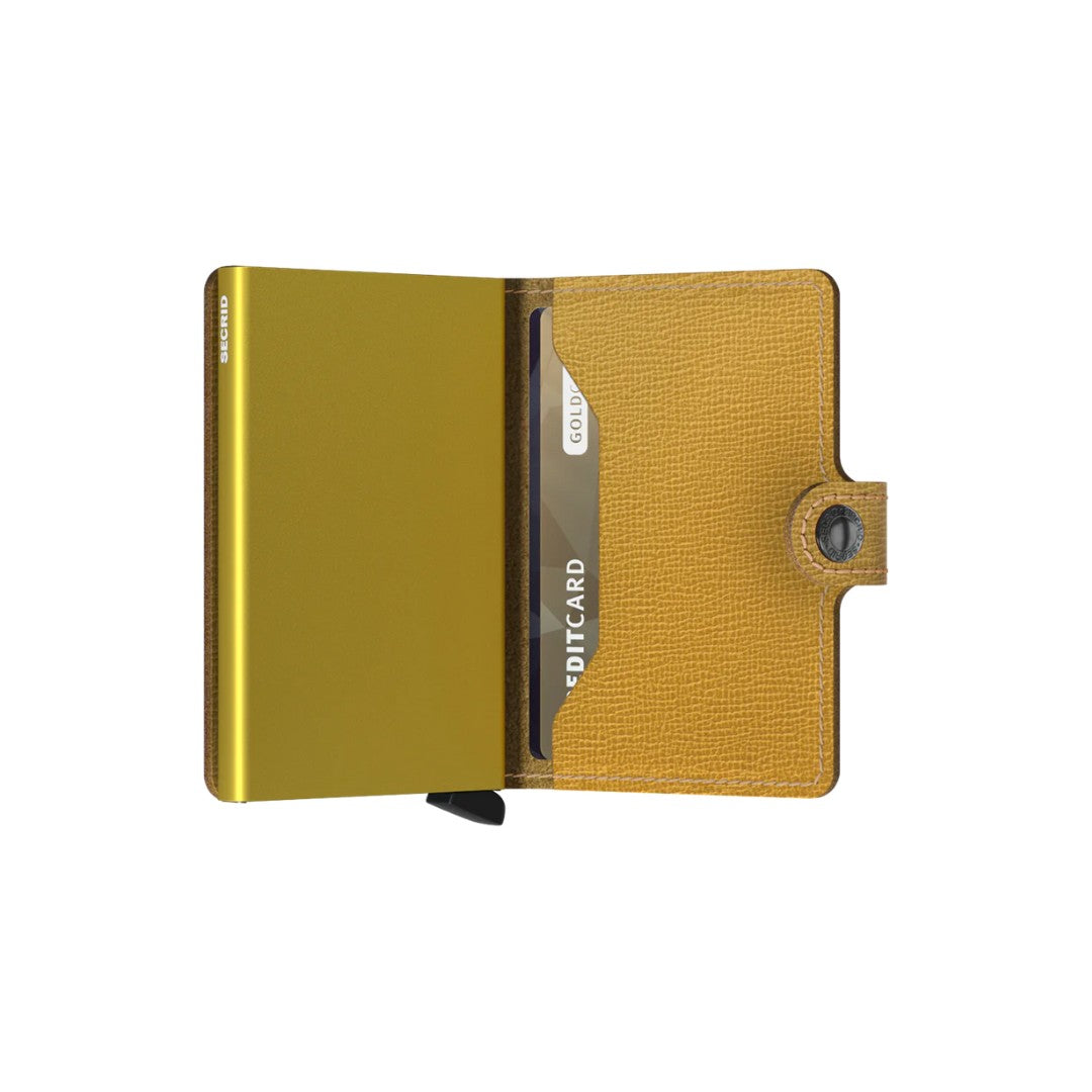 Secrid portafogli compatto in alluminio e pelle "Miniwallet Crisple" Giallo MC.OCHRE