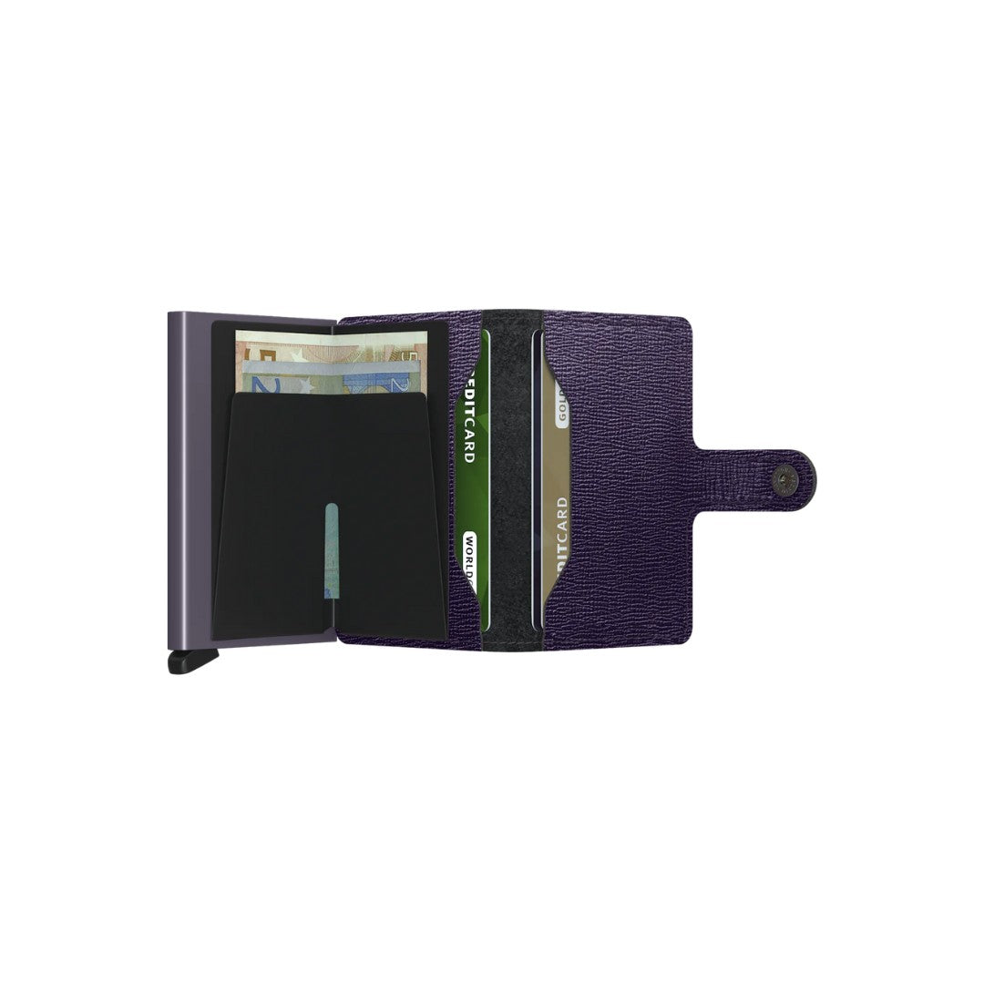 Secrid portafogli compatto in alluminio e pelle "Miniwallet Crisple" Viola MC.PURPLE