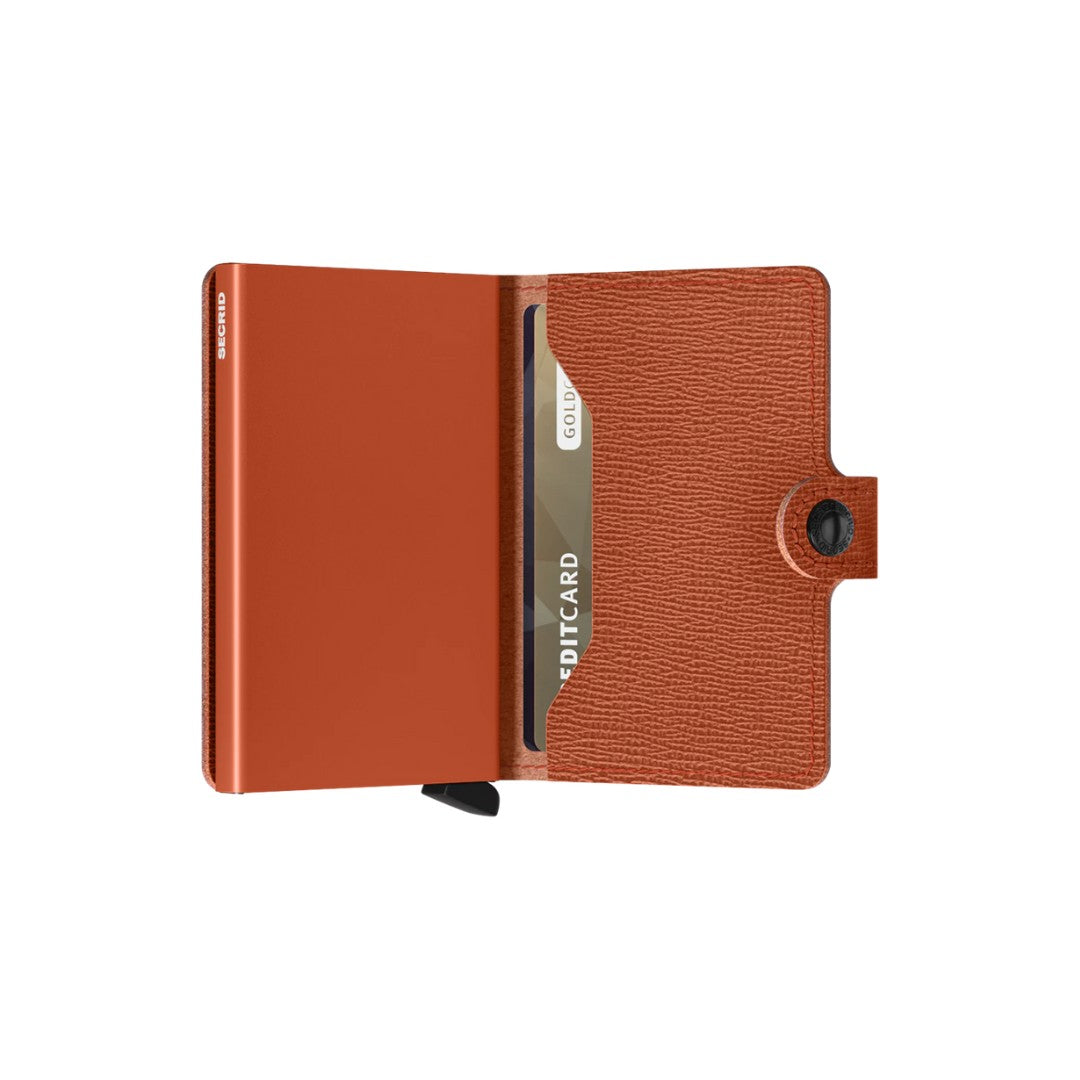 Secrid portafogli compatto in alluminio e pelle "Miniwallet Crisple" Arancione MC.PUMPKIN