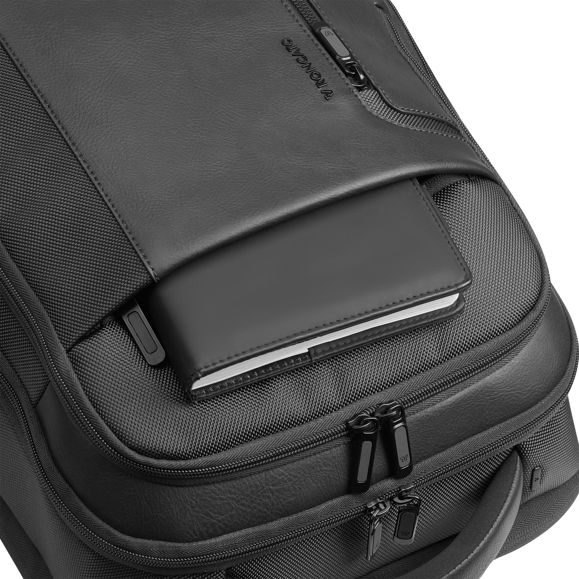 Roncato zaino in tessuto ed ecopelle "Panama 4 Nero 400900.01 NERO