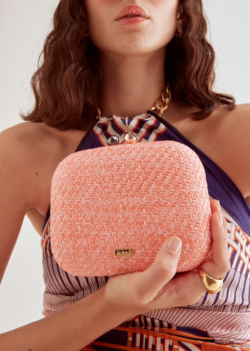 Nalì clutch in raffia "Kara" Arancione WIPC0095.ARANCIO