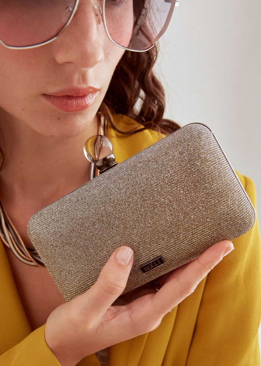 Nalì clutch in tessuto "Lorelle" Platino WIPC0103.GRIGIO